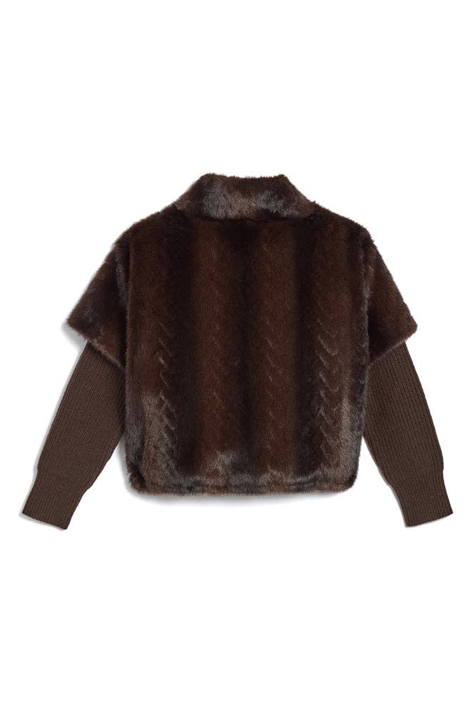 The Faux Mink Pullover Sweatshirt with Knit Sleeves